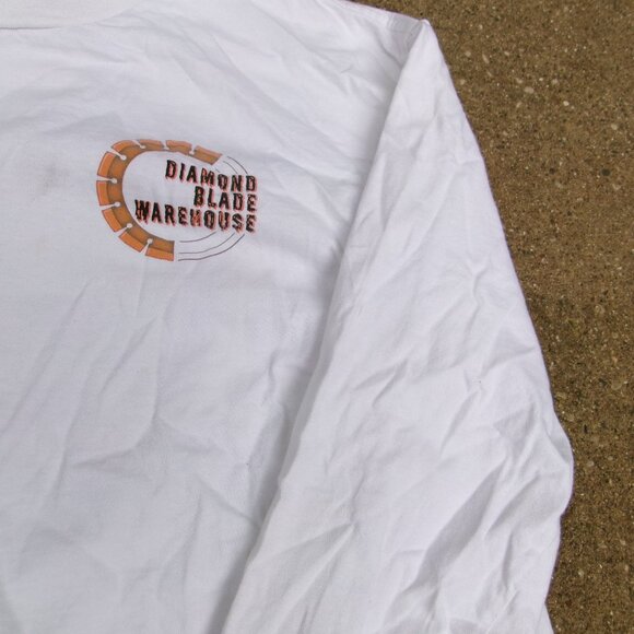 Smart Blanks Diamond Sawblade Blade Warehouse Massacre L/S White Mens XL T-Shirt - Picture 5 of 15